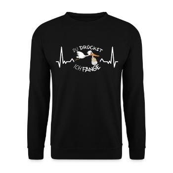Hebamme Dankeschön Geschenk - Unisex Pullover - Schwarz - Vorne - Alina (178cm) & Michal (187cm)