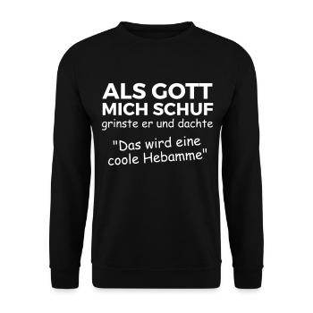 Hebamme Dankeschön Geschenk - Unisex Pullover - Schwarz - Vorne - Alina (178cm) & Michal (187cm)