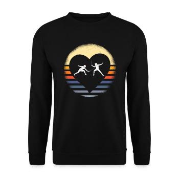 Fencing Sword Fencing Duel Gift Idea - Unisex Sweatshirt - black - Front - Alina (178cm) & Michal (187cm)