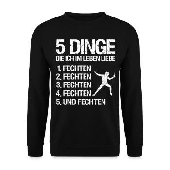 Fechten Degen Fechtduell Geschenkidee - Unisex Pullover - Schwarz - Vorne - Alina (178cm) & Michal (187cm)