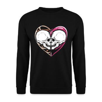 Squelette gothique dégoulinant Aimez vos tendres baisers - Sweat-shirt Unisexe - noir - Devant - Alina (178cm) & Michal (187cm)