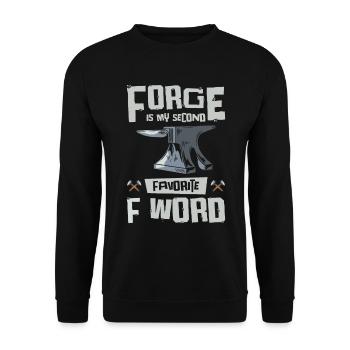 Schmiedeschmiede F Wort Messerherstellung - Unisex Pullover - Schwarz - Vorne - Alina (178cm) & Michal (187cm)