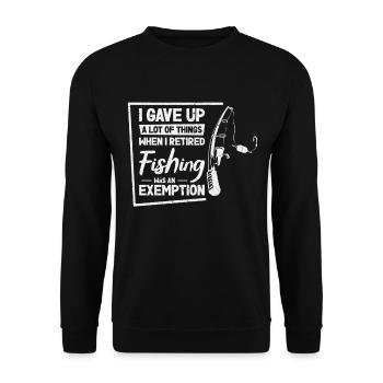 Angeln war eine Befreiung Lustiges Angelhobby im - Unisex Pullover - Schwarz - Vorne - Alina (178cm) & Michal (187cm)