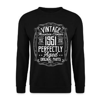 1951 Hiking Mountains Retro Hiker Born in 1951 - Unisex Sweatshirt - black - Front - Alina (178cm) & Michal (187cm)