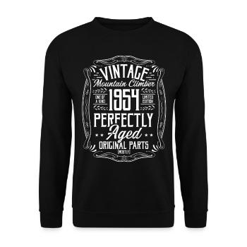 1954 Hiking Mountains Retro Hiker Born in 1954 - Unisex Sweatshirt - black - Front - Alina (178cm) & Michal (187cm)