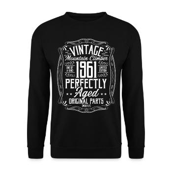 1961 Hiking Mountains Retro Hiker Born in 1961 - Unisex Sweatshirt - black - Front - Alina (178cm) & Michal (187cm)