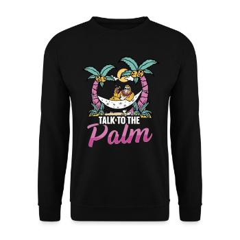 Monkey in the Hammock - Talk To The Palm - Unisex Sweatshirt - black - Front - Alina (178cm) & Michal (187cm)