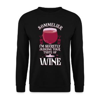Sommelier Wine Drinking Tasting - Unisex Pullover - Schwarz - Vorne - Alina (178cm) & Michal (187cm)