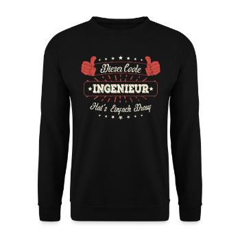 Dieser Coole Ingenieur Geschenk Kollegen Spruch - Unisex Pullover - Schwarz - Vorne - Alina (178cm) & Michal (187cm)