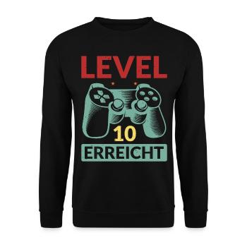 Level 10 Erreicht Gamer - Unisex Pullover - Schwarz - Vorne - Alina (178cm) & Michal (187cm)