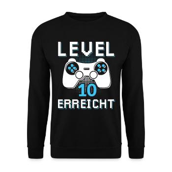 Level 10 Erreicht Gamer - Unisex Pullover - Schwarz - Vorne - Alina (178cm) & Michal (187cm)