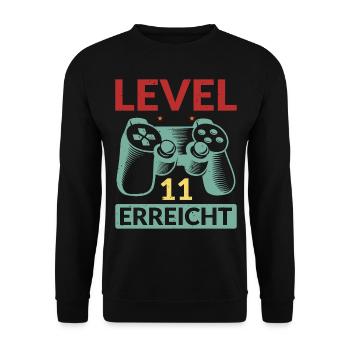 Level 11 Erreicht Gamer - Unisex Pullover - Schwarz - Vorne - Alina (178cm) & Michal (187cm)