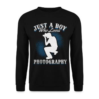 Photographe appareil photo Juste un garçon qui aime la photographie - Sweat-shirt Unisexe - noir - Devant - Alina (178cm) & Michal (187cm)