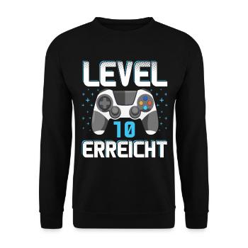Level 10 Erreicht Gamer - Unisex Pullover - Schwarz - Vorne - Alina (178cm) & Michal (187cm)