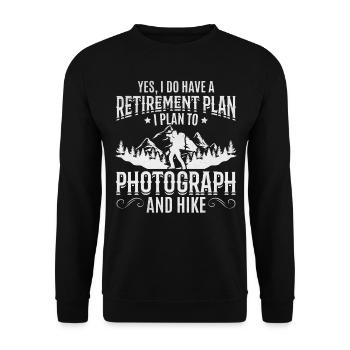 Fotograf Altersvorsorge Fotografie Wandern Foto - Unisex Pullover - Schwarz - Vorne - Alina (178cm) & Michal (187cm)