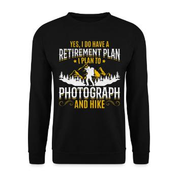 Foto Altersvorsorge Fotografie Wandern Fotograf - Unisex Pullover - Schwarz - Vorne - Alina (178cm) & Michal (187cm)