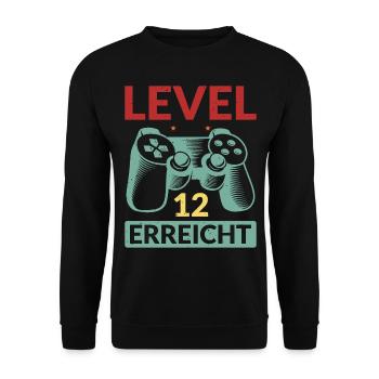Level 12 Erreicht Gamer - Unisex Pullover - Schwarz - Vorne - Alina (178cm) & Michal (187cm)