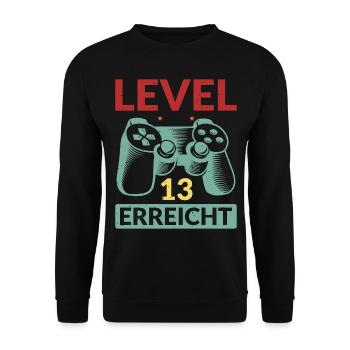 Level 13 Erreicht Gamer - Unisex Pullover - Schwarz - Vorne - Alina (178cm) & Michal (187cm)