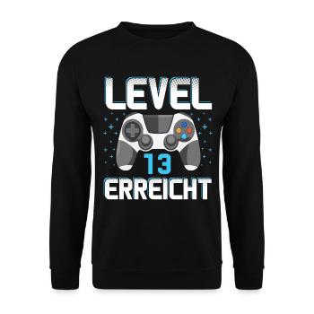 Level 13 Erreicht Gamer - Unisex Pullover - Schwarz - Vorne - Alina (178cm) & Michal (187cm)
