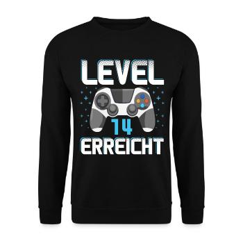Level 14 Erreicht Gamer - Unisex Pullover - Schwarz - Vorne - Alina (178cm) & Michal (187cm)