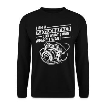 I am a photographer I do what I want - - Unisex Sweatshirt - black - Front - Alina (178cm) & Michal (187cm)