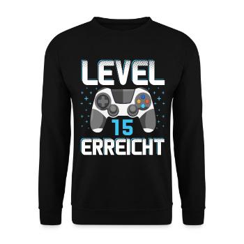 Level 15 Erreicht Gamer - Unisex Pullover - Schwarz - Vorne - Alina (178cm) & Michal (187cm)