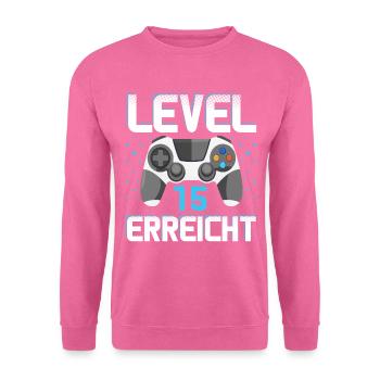 Level 15 Erreicht Gamer - Unisex Pullover - Pink - Vorne