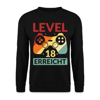 Level 18 Erreicht Gamer - Unisex Pullover - Schwarz - Vorne - Alina (178cm) & Michal (187cm)