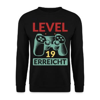 Level 19 Reaches Gamer - Unisex Sweatshirt - black - Front - Alina (178cm) & Michal (187cm)