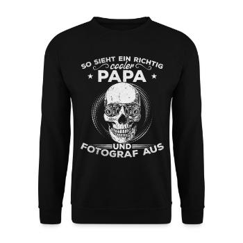 Fotograf Papa So sieht ein richtig cooler Papa und - Unisex Pullover - Schwarz - Vorne - Alina (178cm) & Michal (187cm)