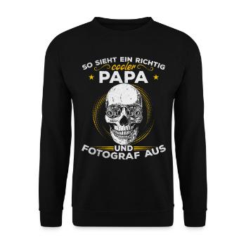 Papa Fotograf So sieht ein richtig cooler Papa und - Unisex Pullover - Schwarz - Vorne - Alina (178cm) & Michal (187cm)