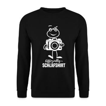 Offizielles Schlafshirt Fotograf Strichmännchen - Unisex Pullover - Schwarz - Vorne - Alina (178cm) & Michal (187cm)