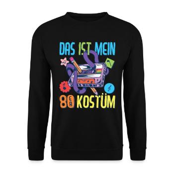 80er Jahre Outfit Party Kostüm Mottoparty 1980er - Unisex Pullover - Schwarz - Vorne - Alina (178cm) & Michal (187cm)