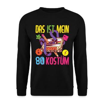 80er Jahre Outfit Party Kostüm Mottoparty 1980er - Unisex Pullover - Schwarz - Vorne - Alina (178cm) & Michal (187cm)