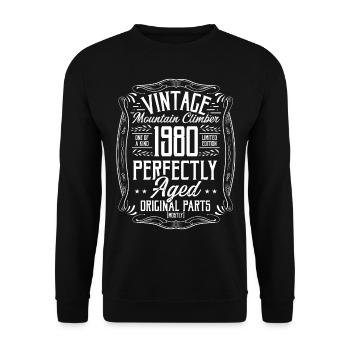 1980 Hiking Mountains Retro Hiker Born in 1980 - Unisex Sweatshirt - black - Front - Alina (178cm) & Michal (187cm)