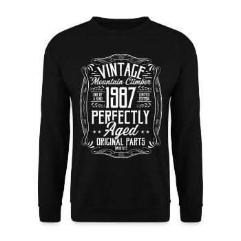 1987 Hiking Mountains Retro Hiker Born in 1987 - Unisex Sweatshirt - black - Front - Alina (178cm) & Michal (187cm)