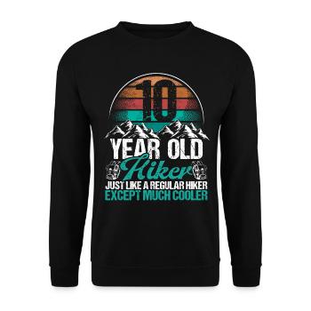 10 Birthday Hiking Mountains 10 Year Old Hiker - Unisex Pullover - Schwarz - Vorne - Alina (178cm) & Michal (187cm)