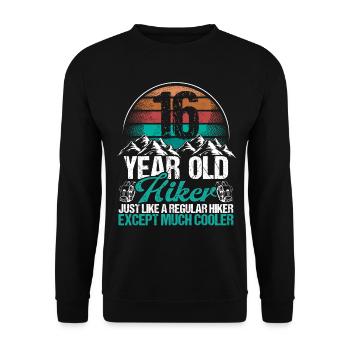 16 Birthday Hiking Mountains 16 Year Old Hiker - Unisex Pullover - Schwarz - Vorne - Alina (178cm) & Michal (187cm)