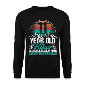 11 Birthday Hiking Mountains 11 Year Old Hiker - Unisex Pullover - Schwarz - Vorne - Alina (178cm) & Michal (187cm)