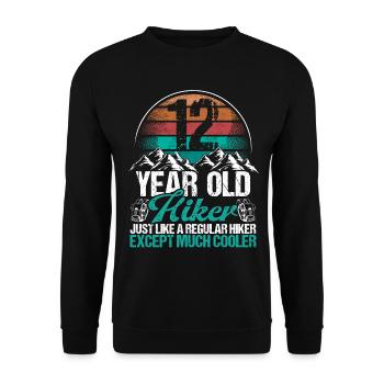 12 Birthday Hiking Mountains 12 Year Old Hiker - Unisex Pullover - Schwarz - Vorne - Alina (178cm) & Michal (187cm)