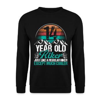 14 Birthday Hiking Mountains 14 Year Old Hiker - Unisex Pullover - Schwarz - Vorne - Alina (178cm) & Michal (187cm)