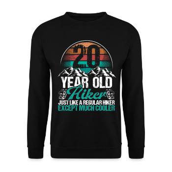 20 Birthday Hiking Mountains 20 Year Old Hiker - Unisex Pullover - Schwarz - Vorne - Alina (178cm) & Michal (187cm)