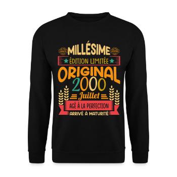 Millésime Né(e) Juillet 2000 Cadeau Anniversaire - Sweat-shirt Unisexe - noir - Devant - Alina (178cm) & Michal (187cm)