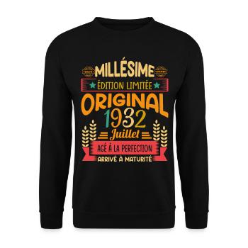 Millésime Né(e) Juillet 1932 Cadeau Anniversaire - Sweat-shirt Unisexe - noir - Devant - Alina (178cm) & Michal (187cm)