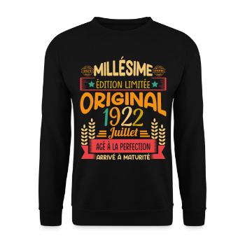 Millésime Né(e) Juillet 1922 Cadeau Anniversaire - Sweat-shirt Unisexe - noir - Devant - Alina (178cm) & Michal (187cm)