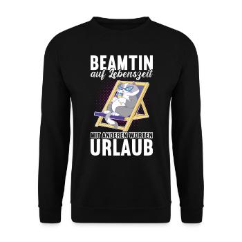 Beamter Beamtin Verbeamtung - Unisex Pullover - Schwarz - Vorne - Alina (178cm) & Michal (187cm)