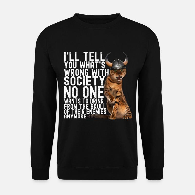 Chat viking - Sweat-shirt Unisexe - noir