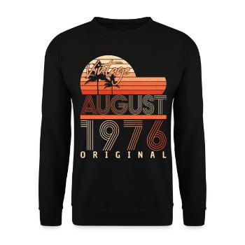 Retro 1976 August - Unisex Pullover - Schwarz - Vorne - Alina (178cm) & Michal (187cm)