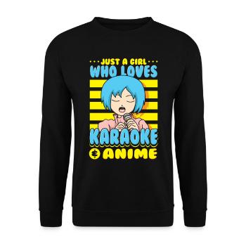 Just A Girl Karaoke Anime Sängerin Singen - Unisex Pullover - Schwarz - Vorne - Alina (178cm) & Michal (187cm)