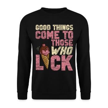 Ice Cream Cone Vintage Good Things - Unisex Pullover - Schwarz - Vorne - Alina (178cm) & Michal (187cm)